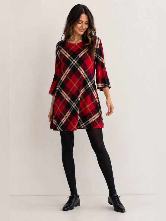 Jessica Howard Dresses & Skirts - Jessica Howard Womens 3/4 Sleeve Plaid Shift Dress